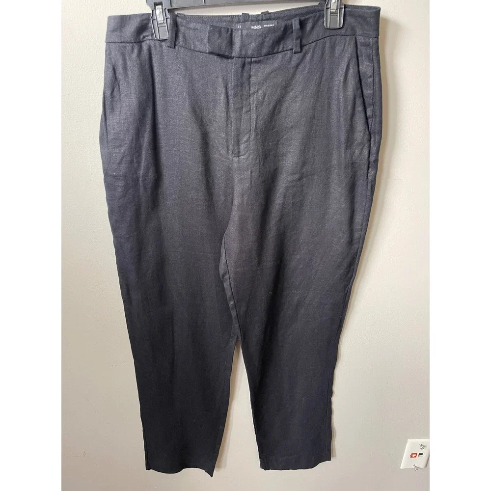Mango MNG 100% Linen Straight pants office casual beach breathable comfort chic